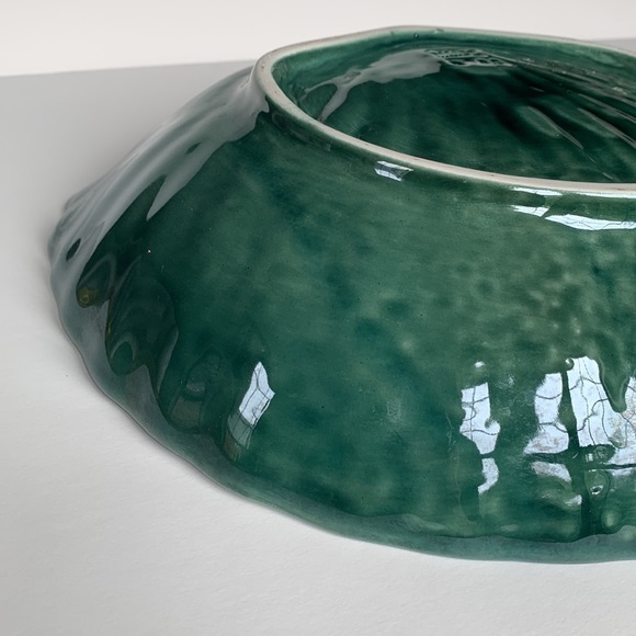 Olfaire Pottery 12” Blue Green Shell Bowl - Picture 8 of 11